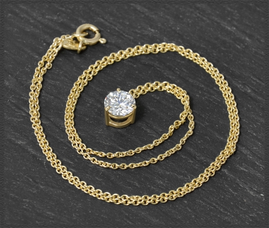 Brillant Anhänger & Kette 585 Gold; 1,08ct, Si2